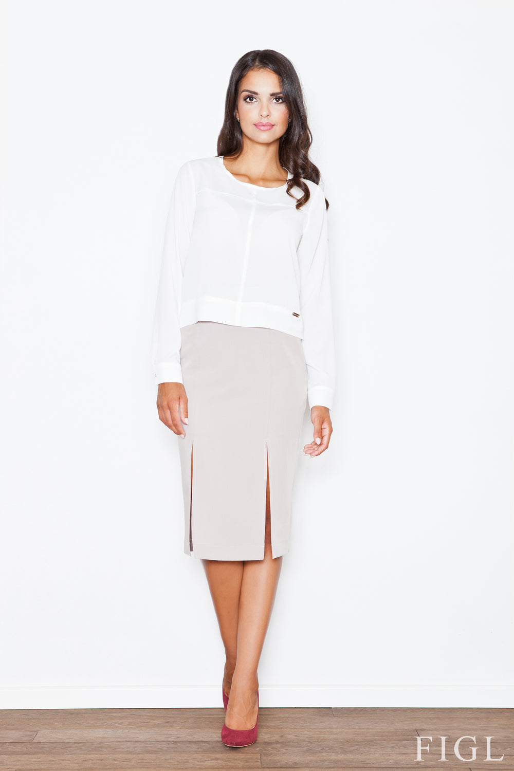 Skirt 399 – Figl, Beige – Skirt – image 4