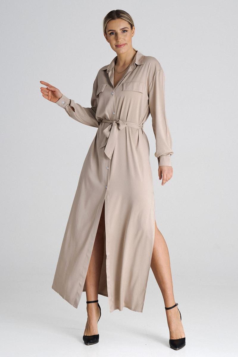 Day Dress M1000 – Figl, Beige – Day Dress – image 4