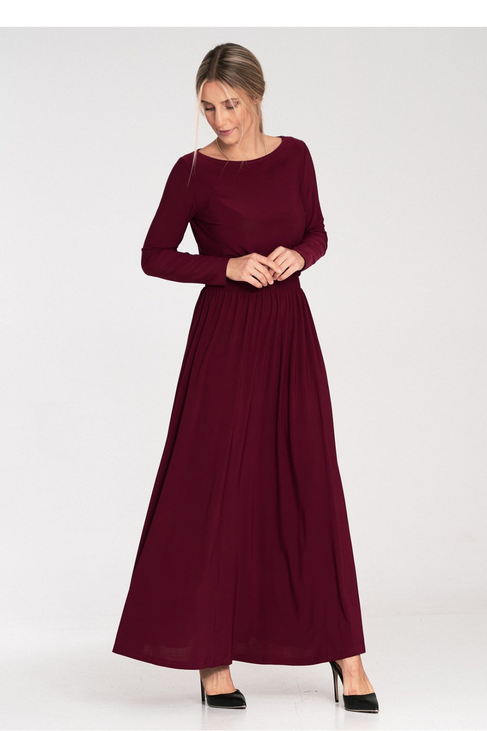 Day Dress M1052 – Figl, Burgundy – Day Dress – image 3
