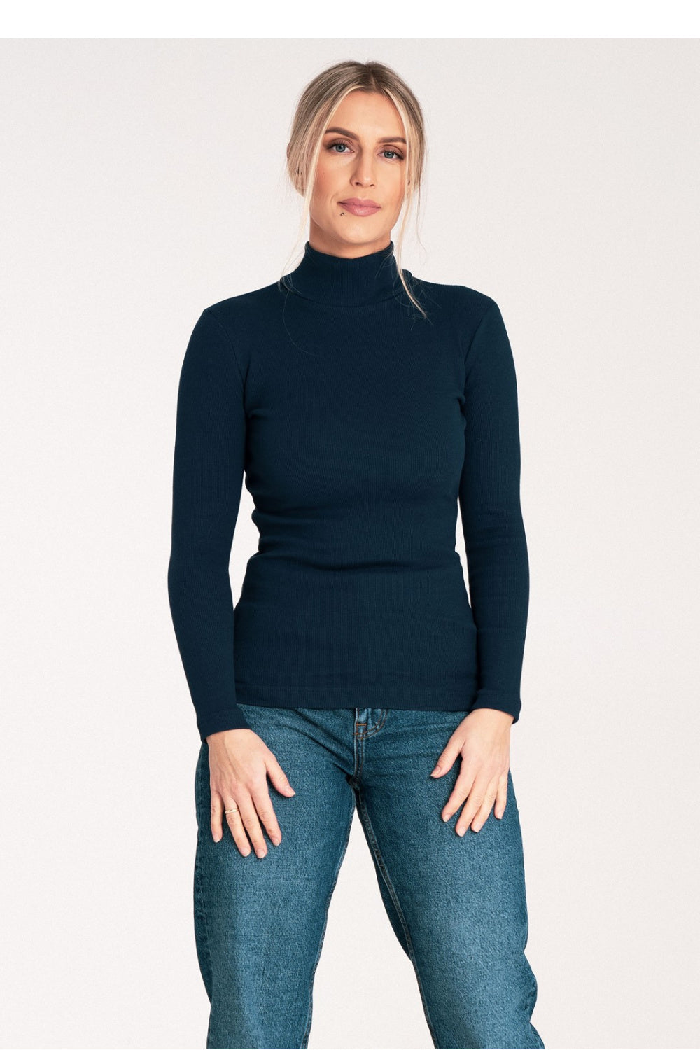 Turtleneck M1058 – Figl, Navy – Turtleneck – image 3