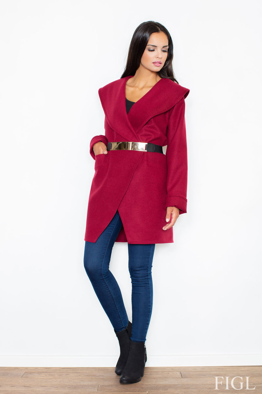 Coat M407 – Figl, Burgundy – Coat – image 3