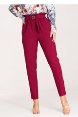Women's Trousers M1072 – Figl, Burgundy – Pants