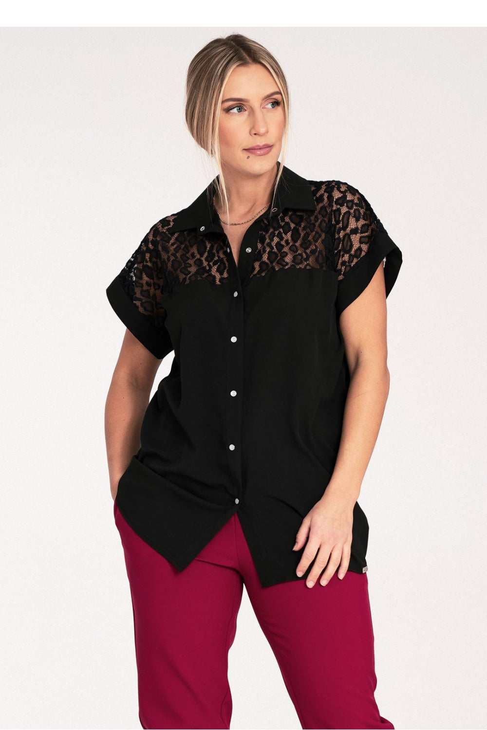 Short sleeve shirt M1073 – Figl, Black – Shirt