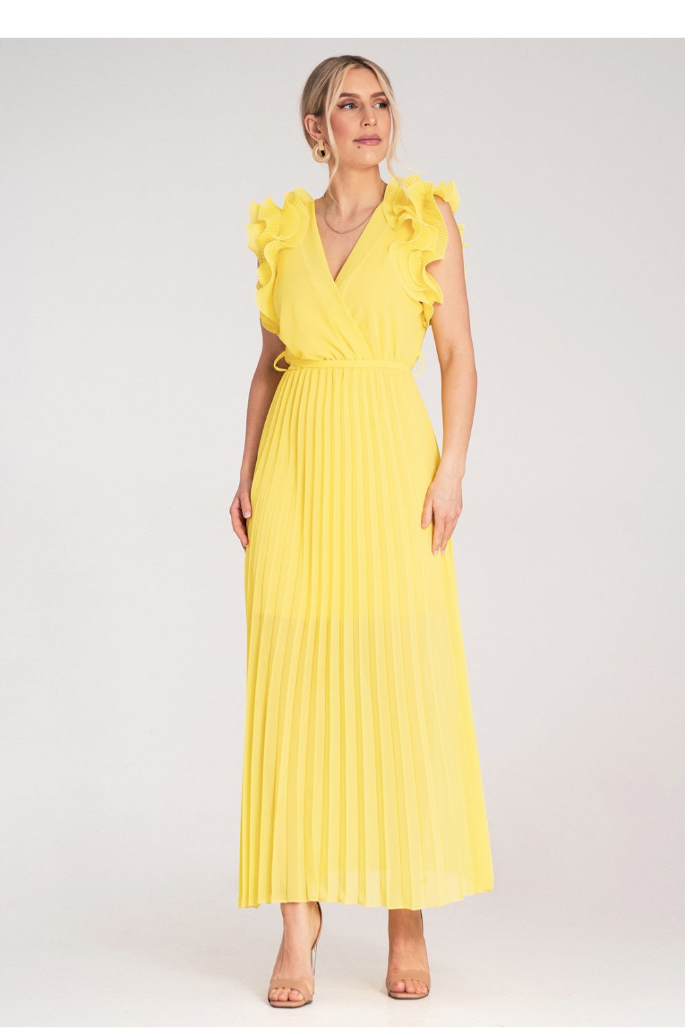 Cocktail dress M1189 – Figl, Yellow – Cocktail Dress – image 2
