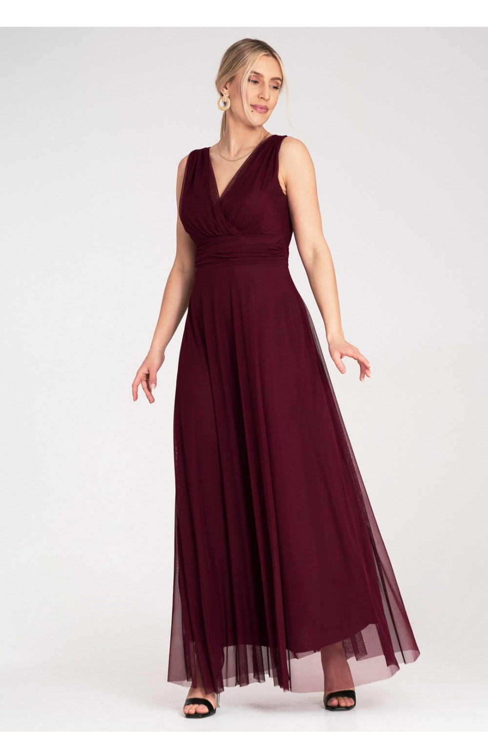 Cocktail dress M1186 – Figl, Burgundy – Cocktail Dress – image 2