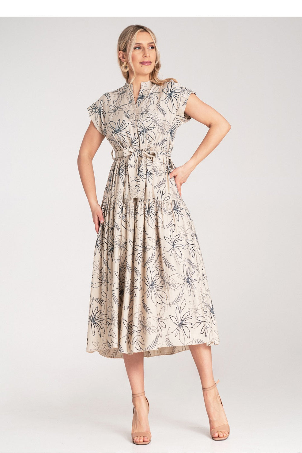 Day Dress M1180 – Figl, Beige – Day Dress – image 2