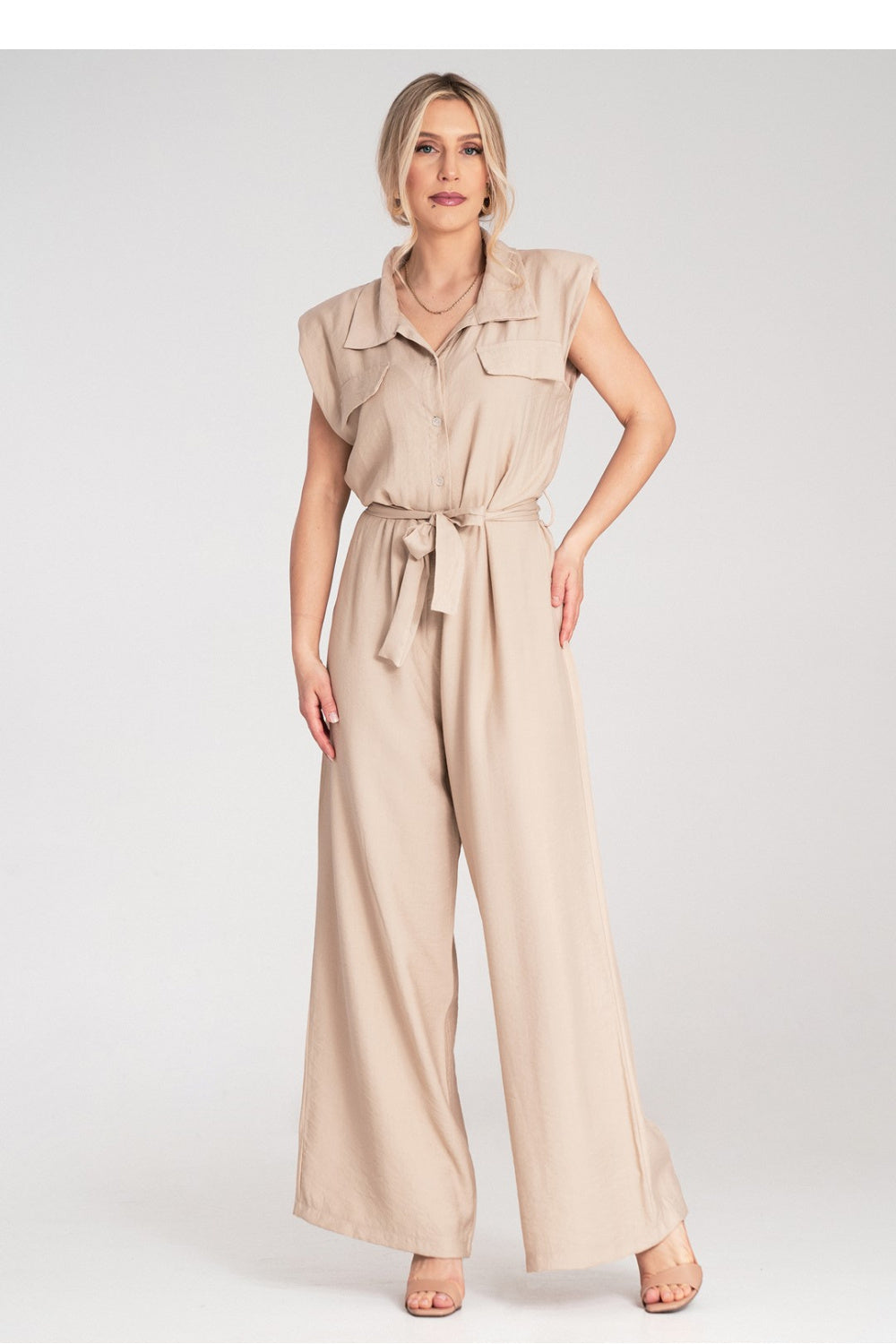 Suit M1176 – Figl, Beige – Jumpsuit – image 4