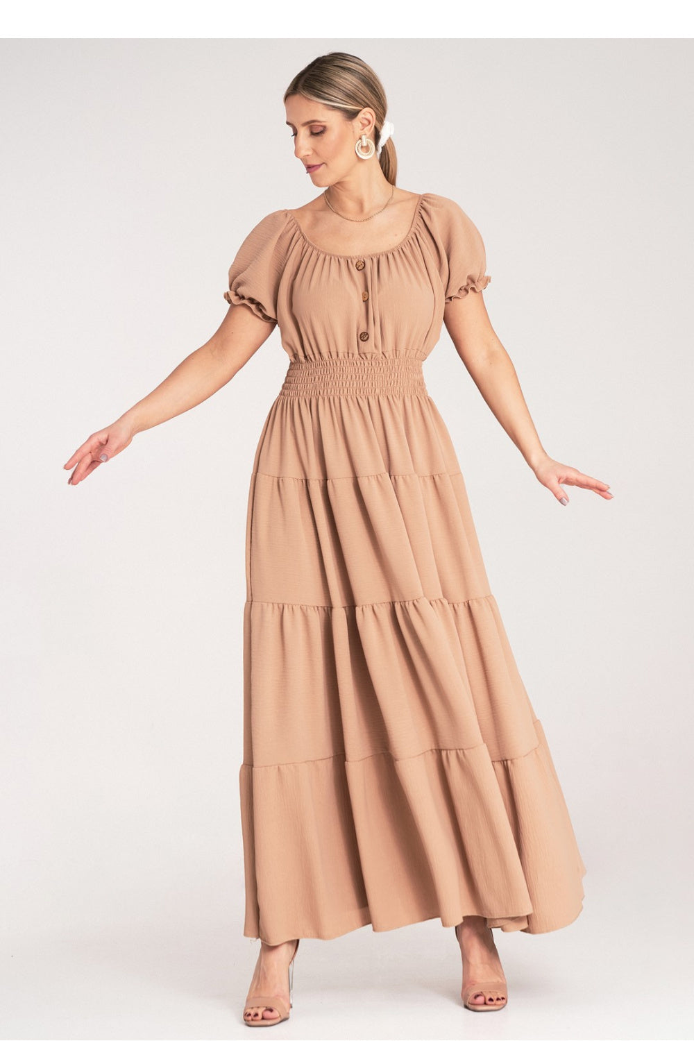 Day Dress M1170 – Figl, Beige – Day Dress
