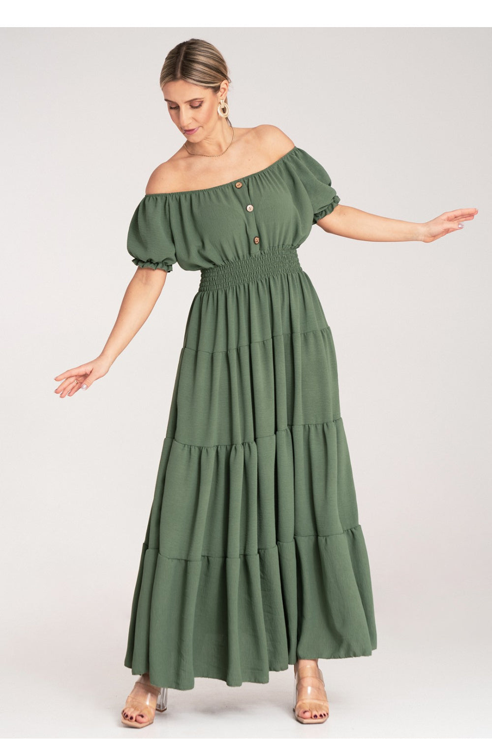 Day Dress M1170 – Figl, Green – Day Dress – image 3