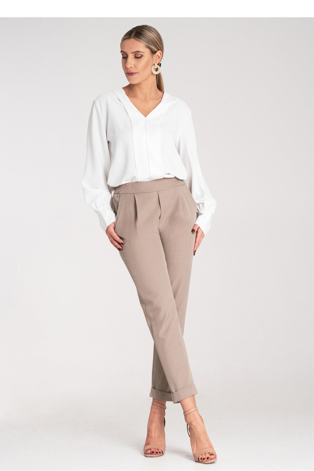 Women's Trousers M1161 – Figl, Beige – Pants – image 2