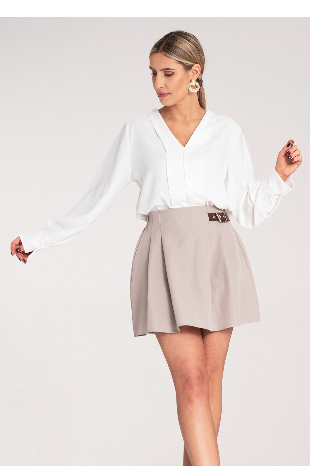 Short skirt M1157 – Figl, Beige – Skirt – image 2