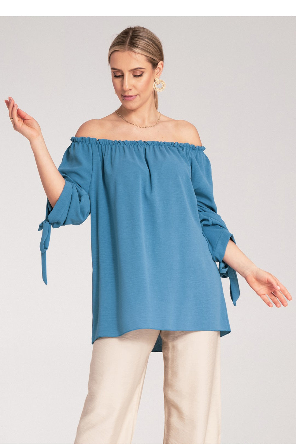 Blouse M1133 – Figl, Blue – Blouse – image 3