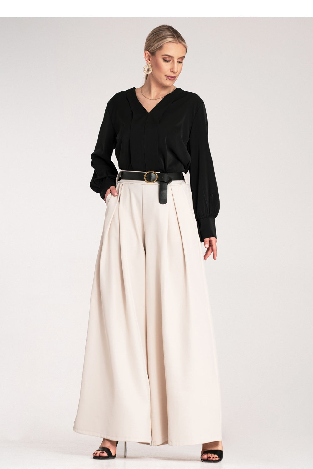 Women's Trousers M1134 – Figl, Ecru – Pants – image 2