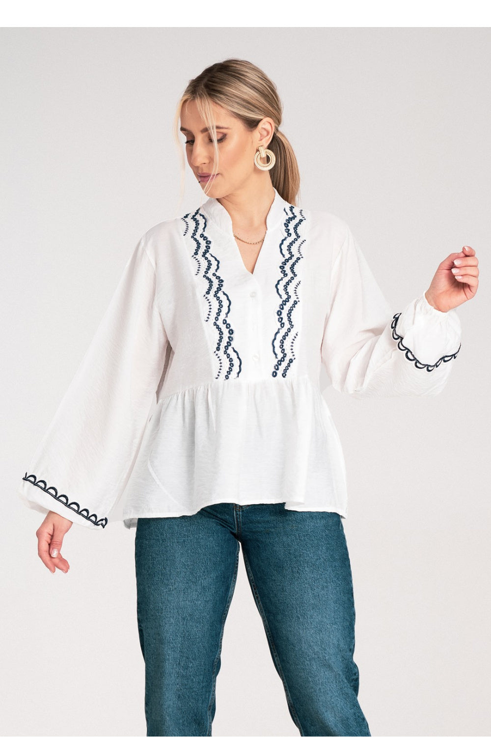 Blouse M1192 – Figl, White – Blouse