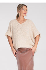 Short sleeve sweater M1109 – Figl, Beige – Sweater – image 2