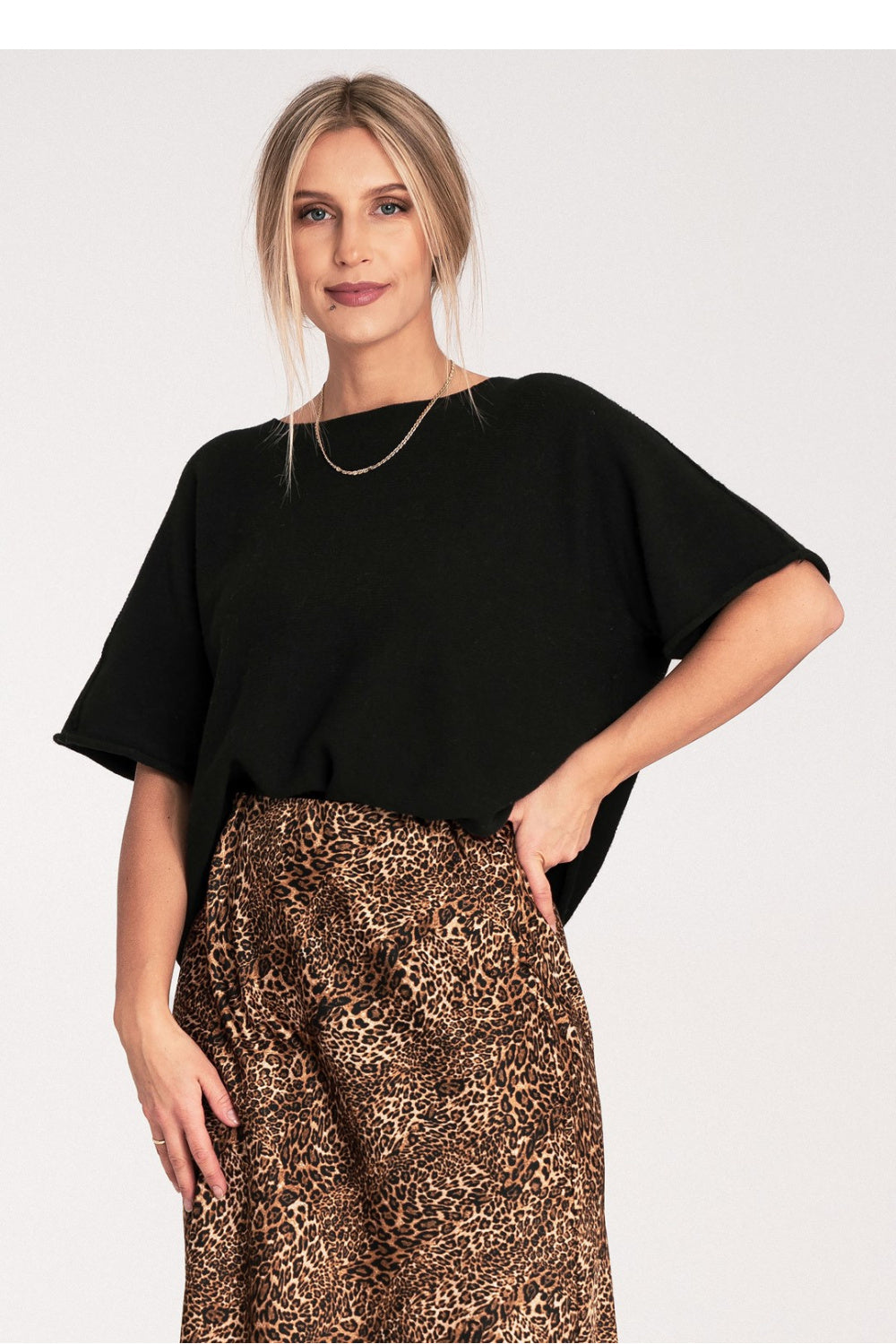 Bat style blouse M1102 – Figl, Black – Blouse