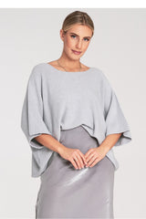 Bat style blouse M1102 – Figl, Grey – Blouse – image 2
