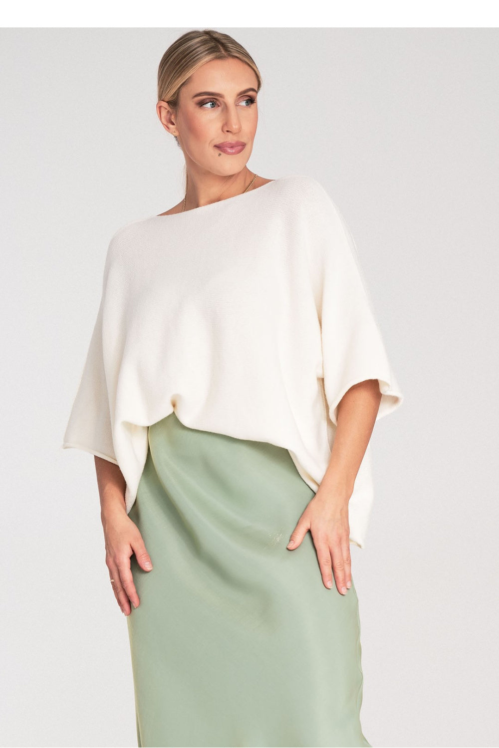 Bat style blouse M1102 – Figl, Ecru – Blouse – image 3