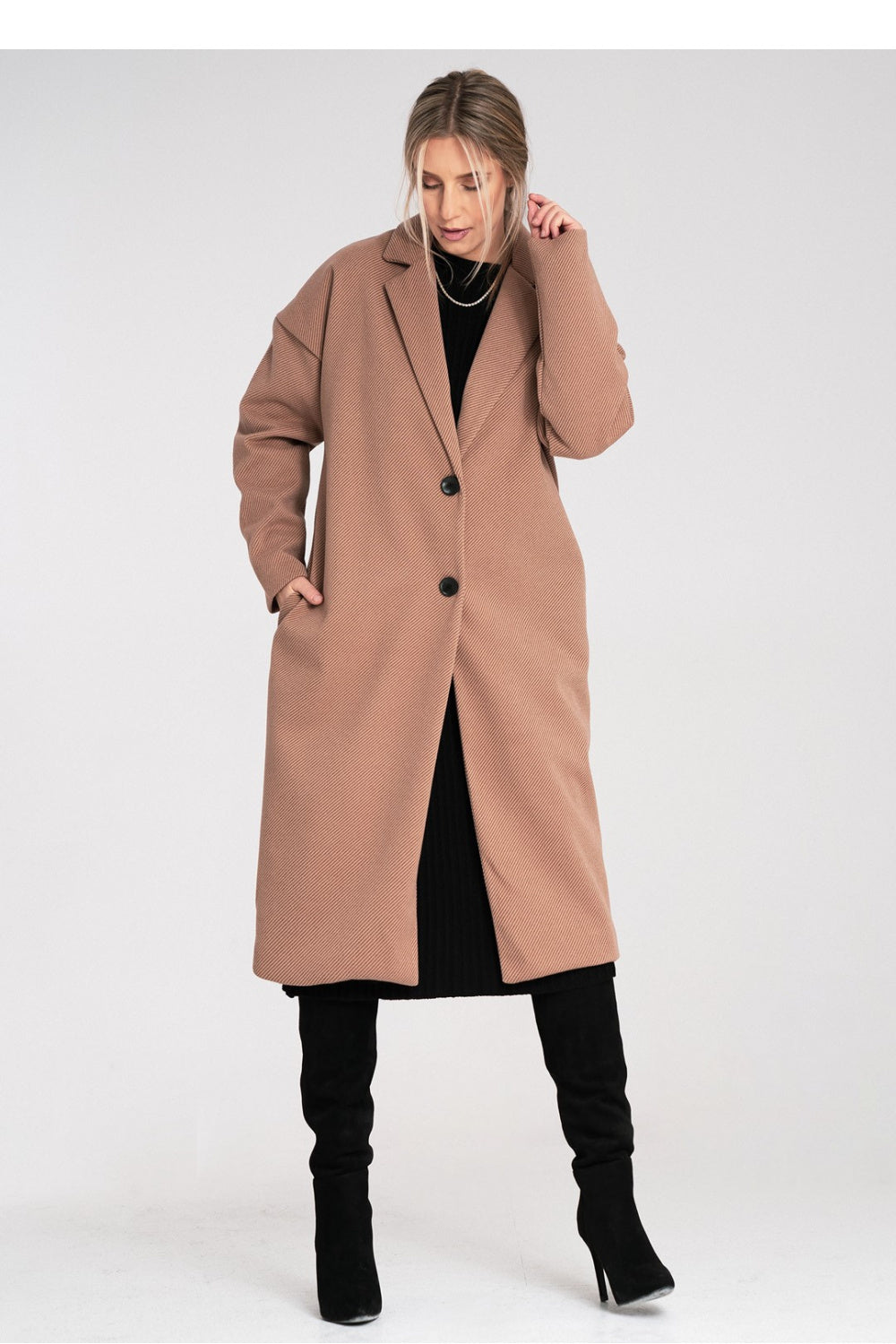 Coat M1111 – Figl, Beige – Coat – image 3