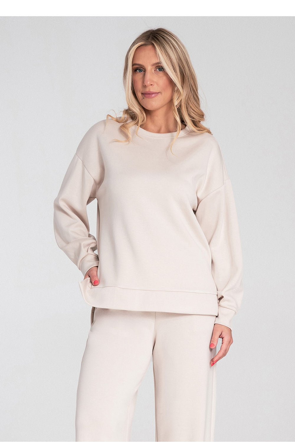 Sweatshirt M1203 – Figl, Beige – Sweatshirt – image 2