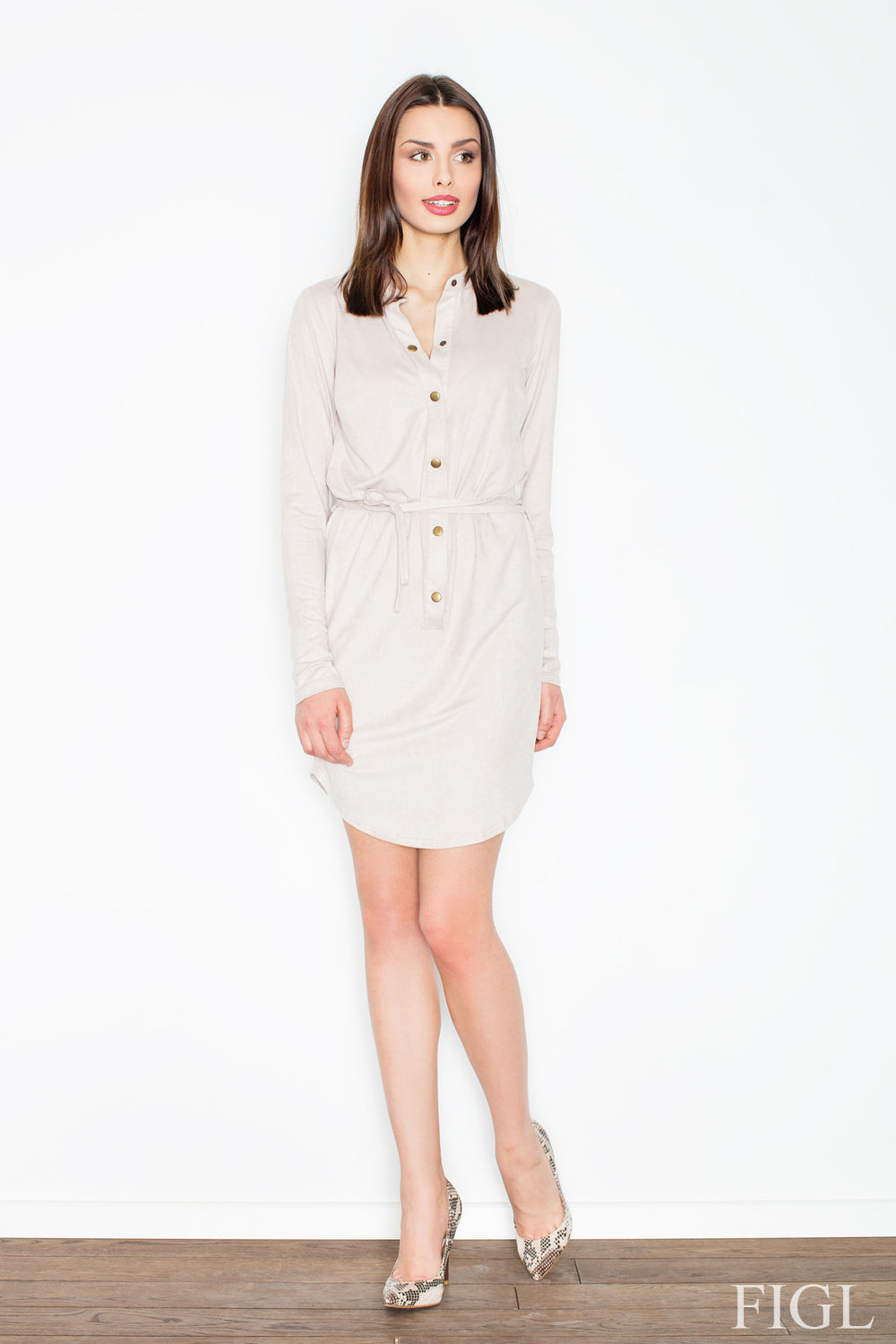 Day Dress M454 – Figl, Beige – Day Dress – image 3