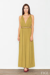 Long dress M483 – Figl, Green – Dress – image 2