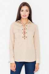 Blouse M494 – Figl, Beige – Blouse – image 3