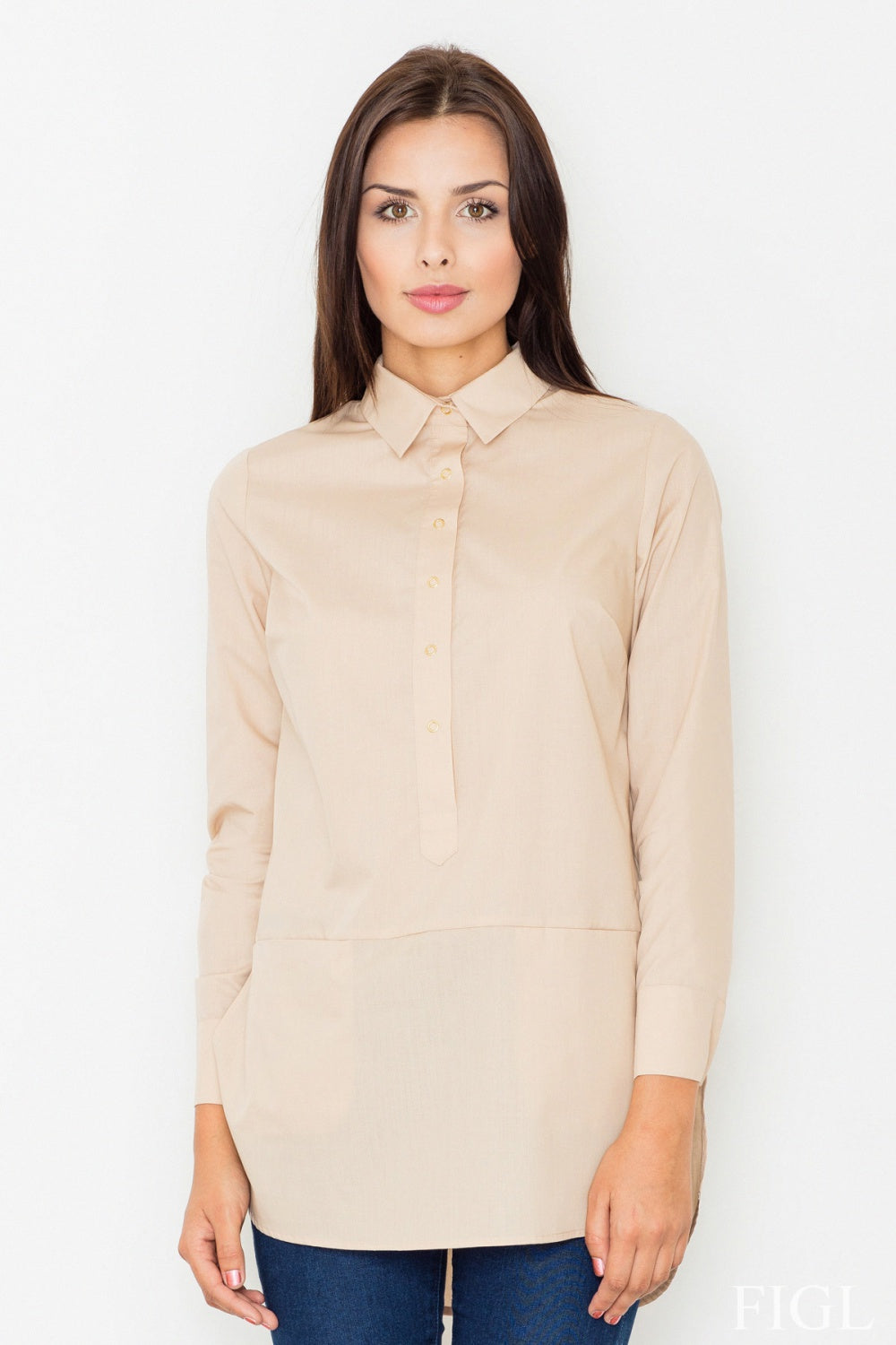 Blouse M493 – Figl, Beige – Blouse – image 3