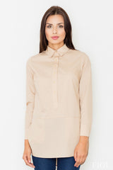 Blouse M493 – Figl, Beige – Blouse – image 3