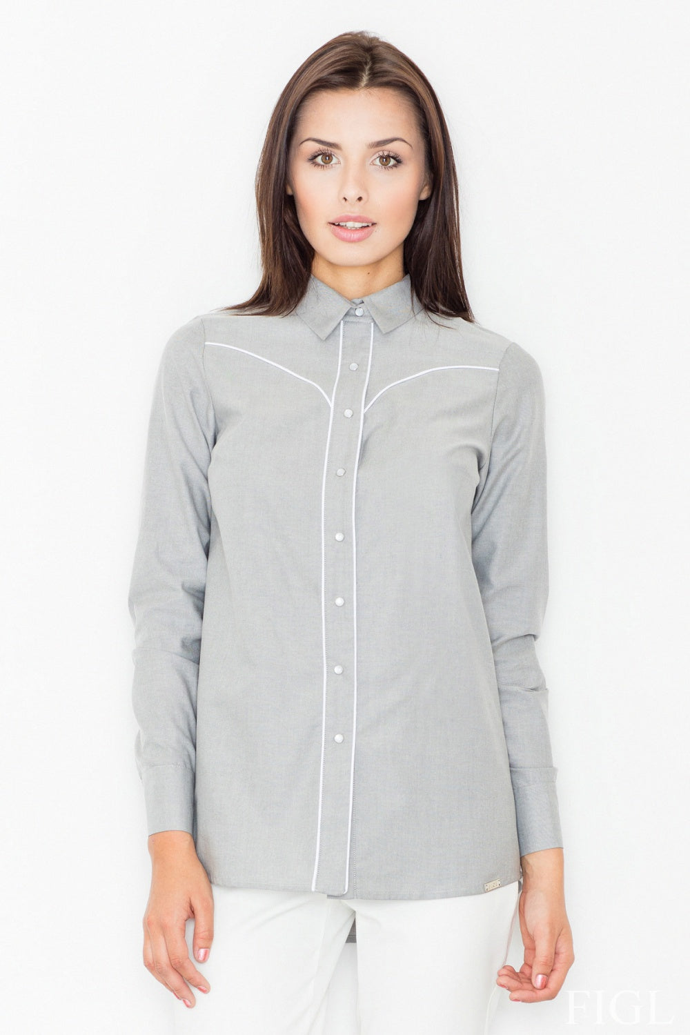 Long sleeve shirt M492 – Figl, Grey – Shirt