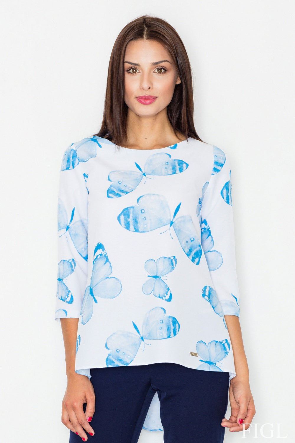 Blouse M505 – Figl, Pattern 10 White Butterflies – Blouse