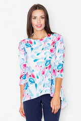 Blouse M505 – Figl, Pattern 2 White Pink – Blouse – image 3