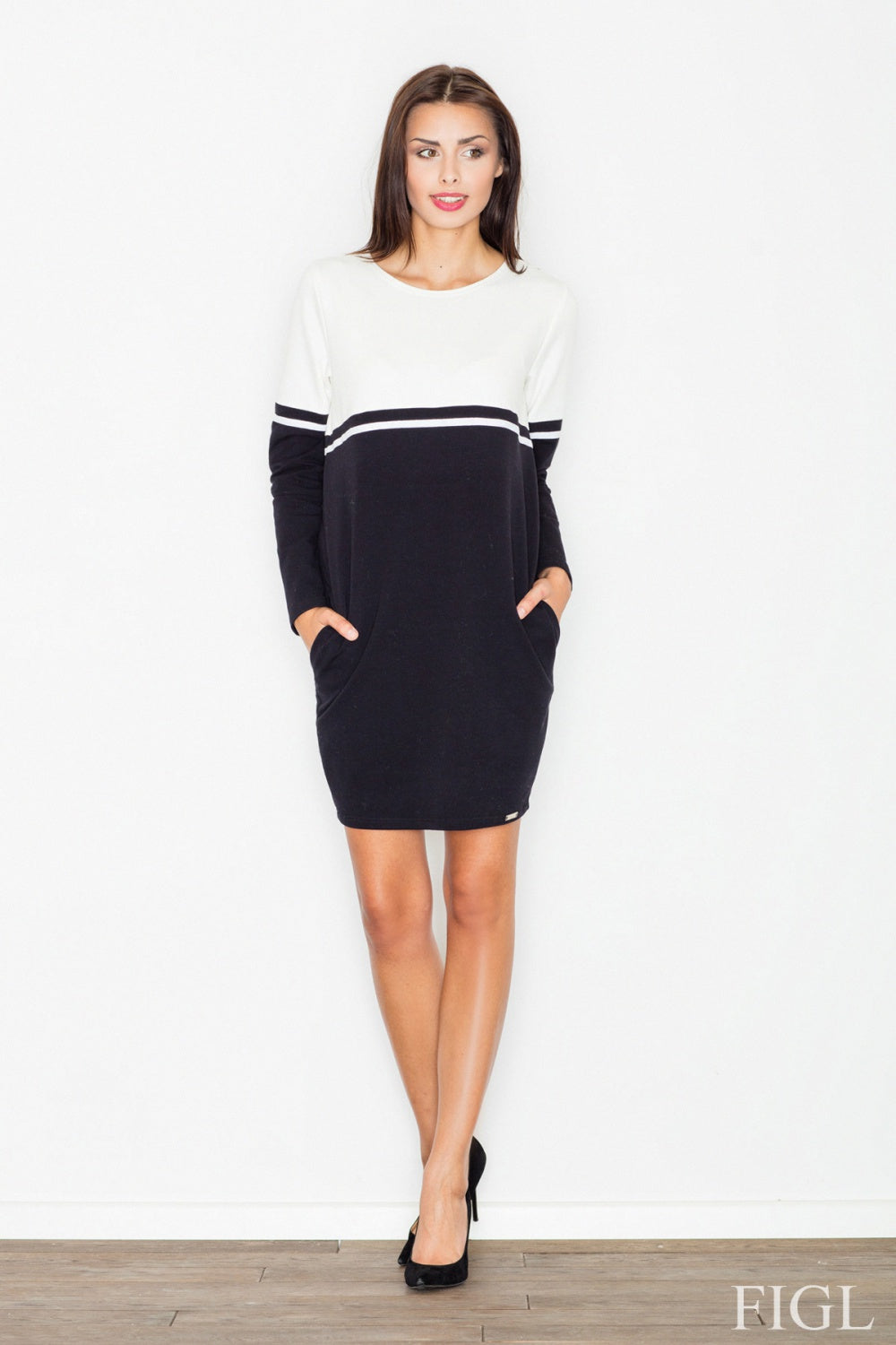 Day Dress M510 – Figl, Black Ecru – Day Dress – image 4