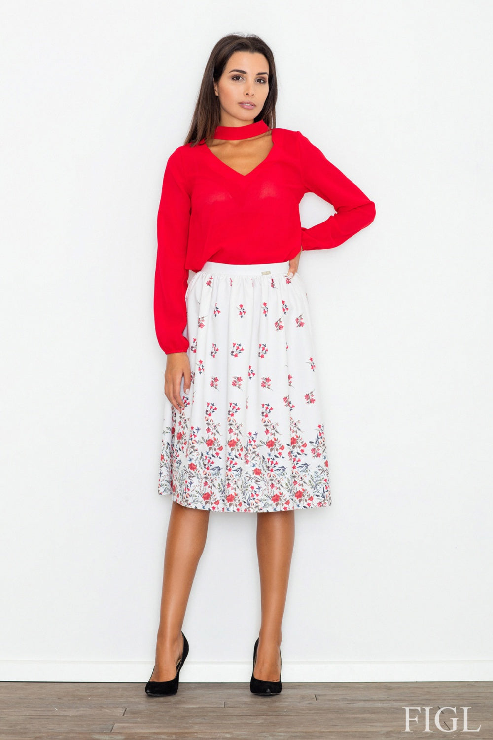 Skirt M537 – Figl, Pattern 60 White – Skirt