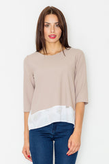 Blouse M525 – Figl, Beige – Blouse – image 3
