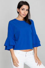 Blouse M565 – Figl, Blue – Blouse – image 3