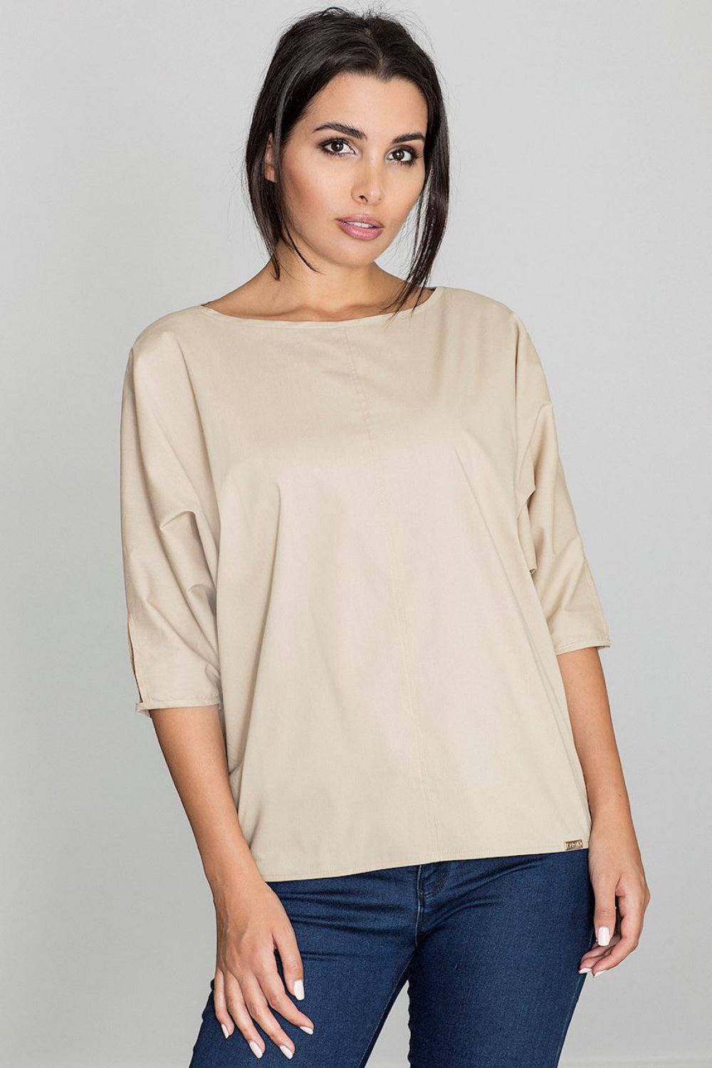 Blouse M563 – Figl, Beige – Blouse – image 2