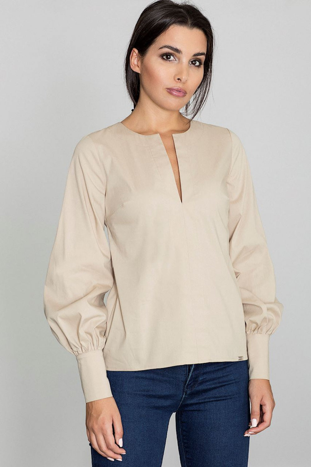Blouse M561 – Figl, Beige – Blouse – image 2