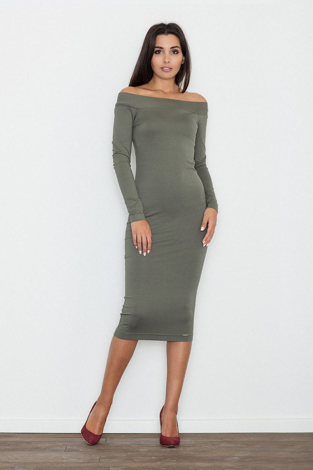Evening dress M558 – Figl, Olive – Evening Dress – image 3