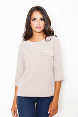 Blouse M393 – Figl, Beige – Blouse – image 3