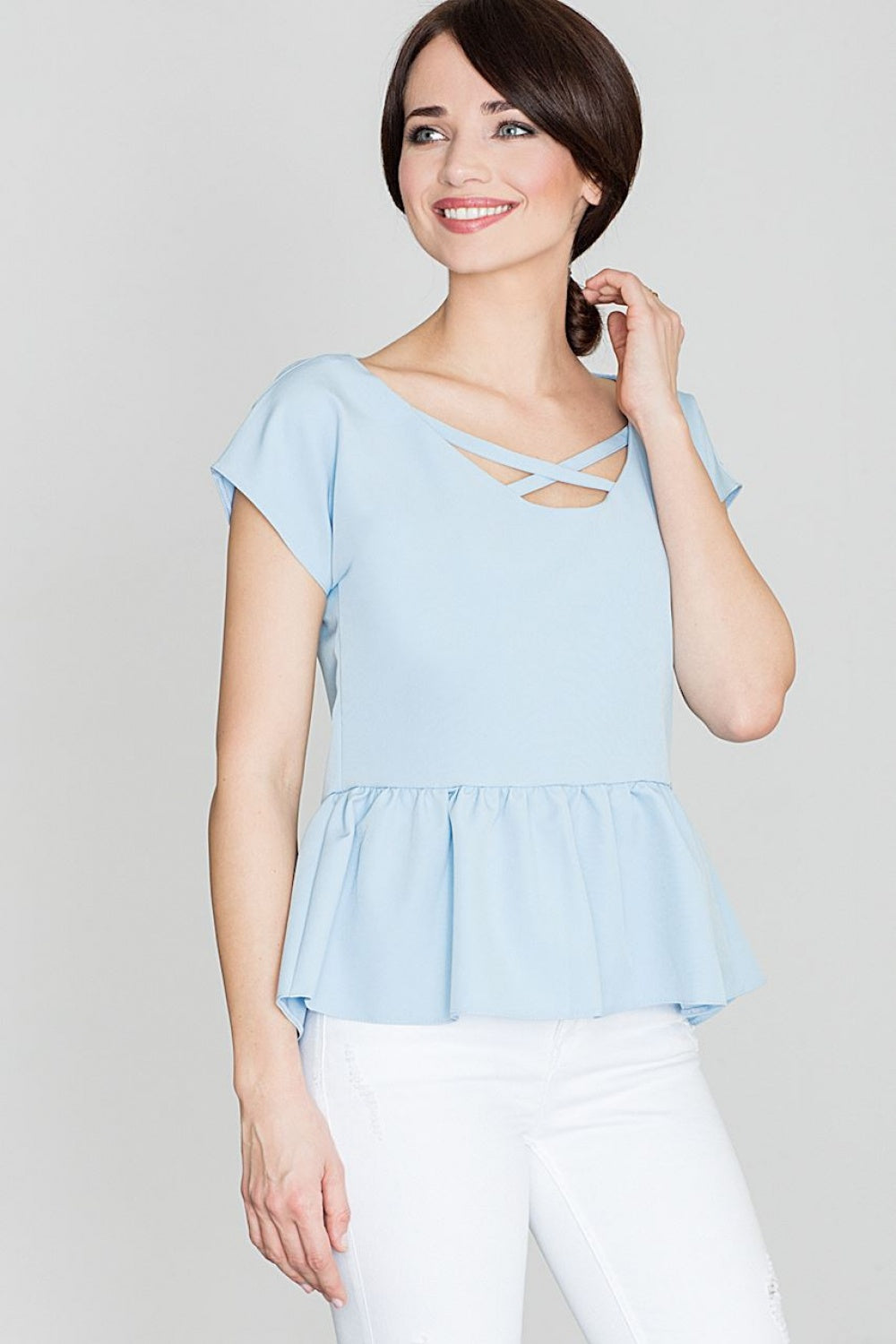 Blouse K396 – Lenitif, Blue – Blouse – image 2