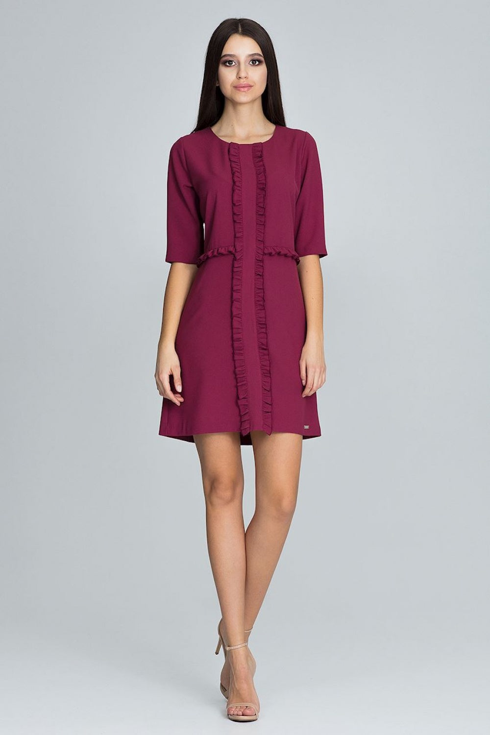 Cocktail dress M618 – Figl, Burgundy – Cocktail Dress – image 4