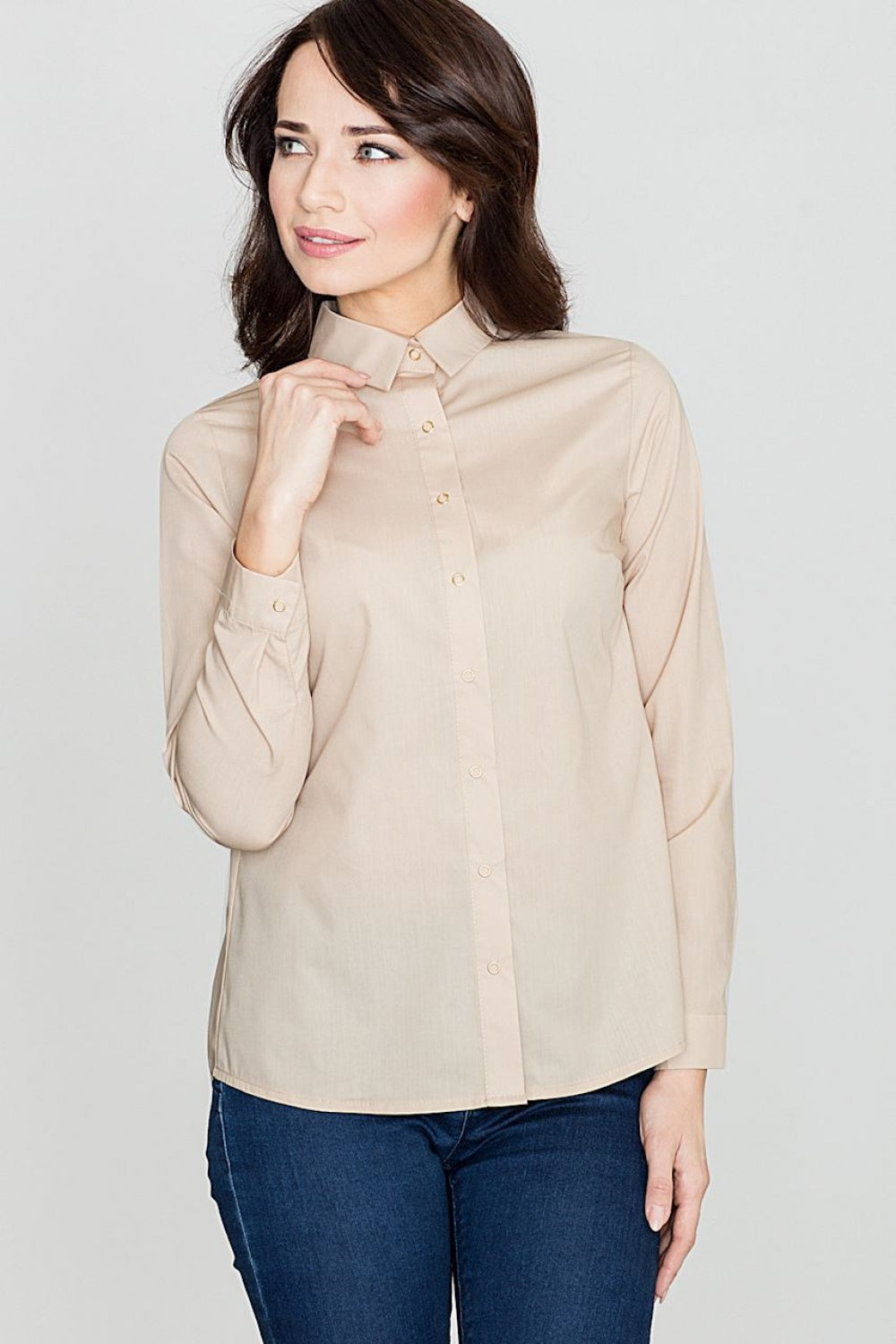 Long sleeve shirt K384 – Lenitif, Beige – Shirt – image 2