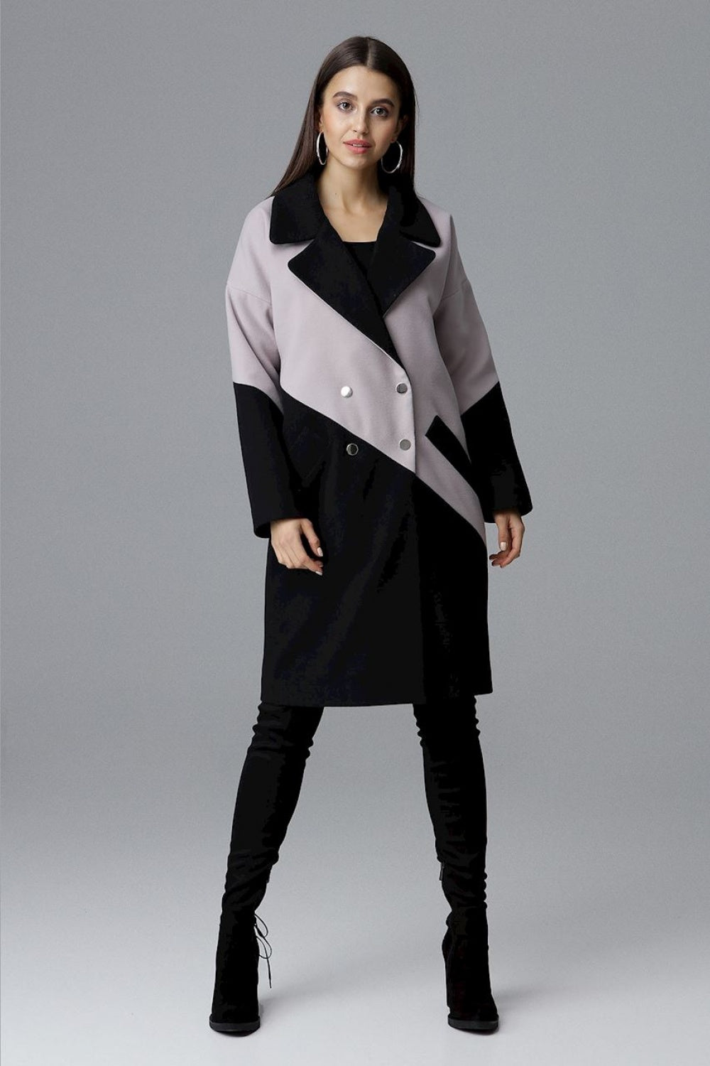 Coat M626 – Figl, Black Beige – Coat