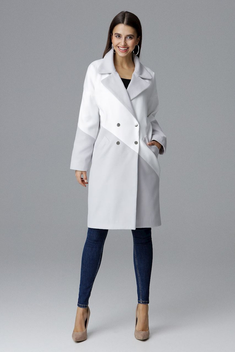 Coat M626 – Figl, Grey White – Coat – image 2