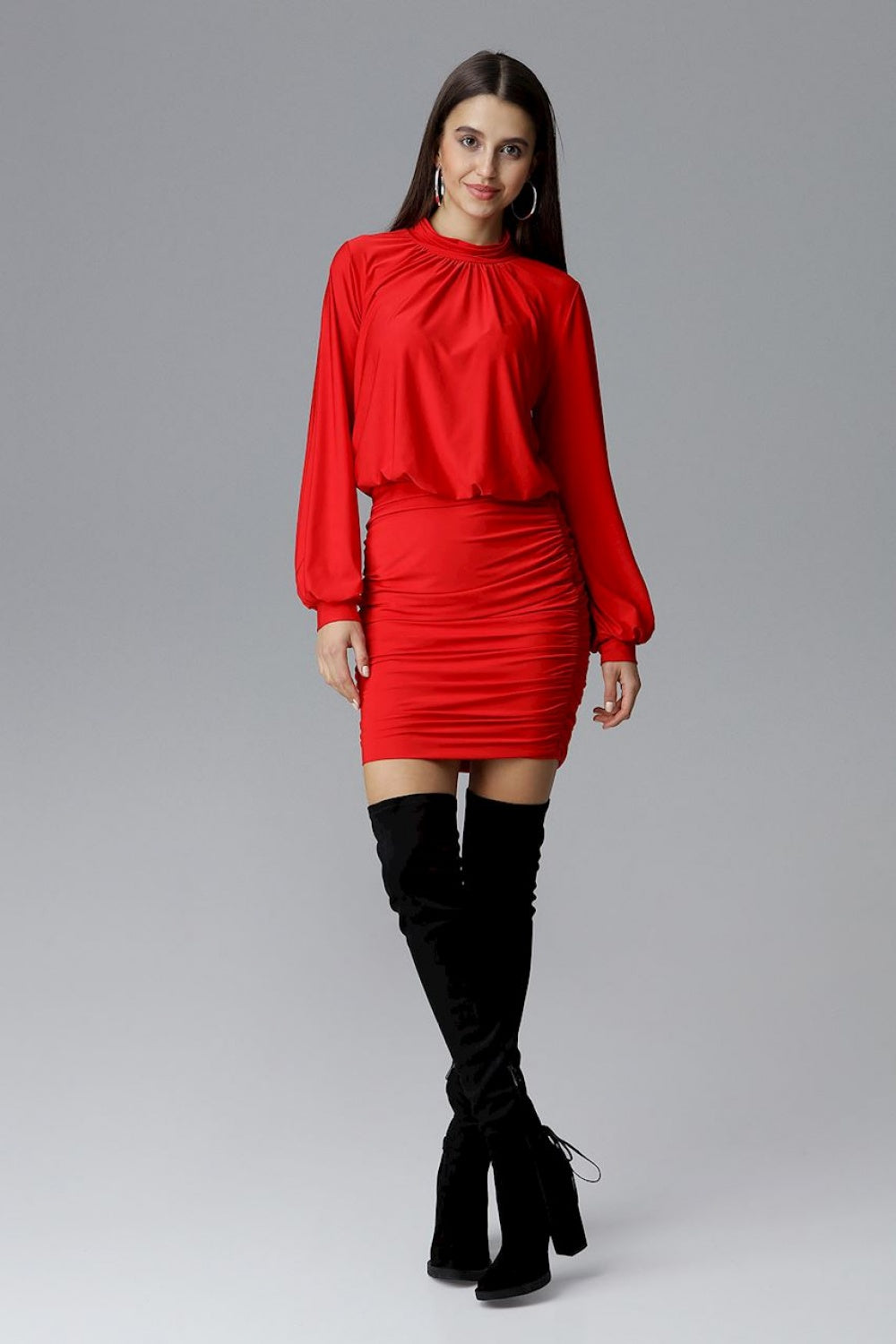 Cocktail dress M635 – Figl, Red – Cocktail Dress – image 3