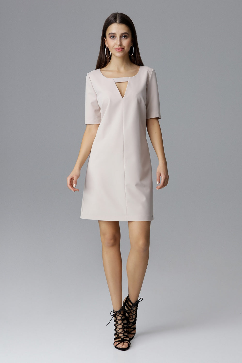 Day Dress M634 – Figl, Beige – Day Dress – image 2