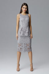Evening dress M640 – Figl, Grey – Evening Dress – image 3