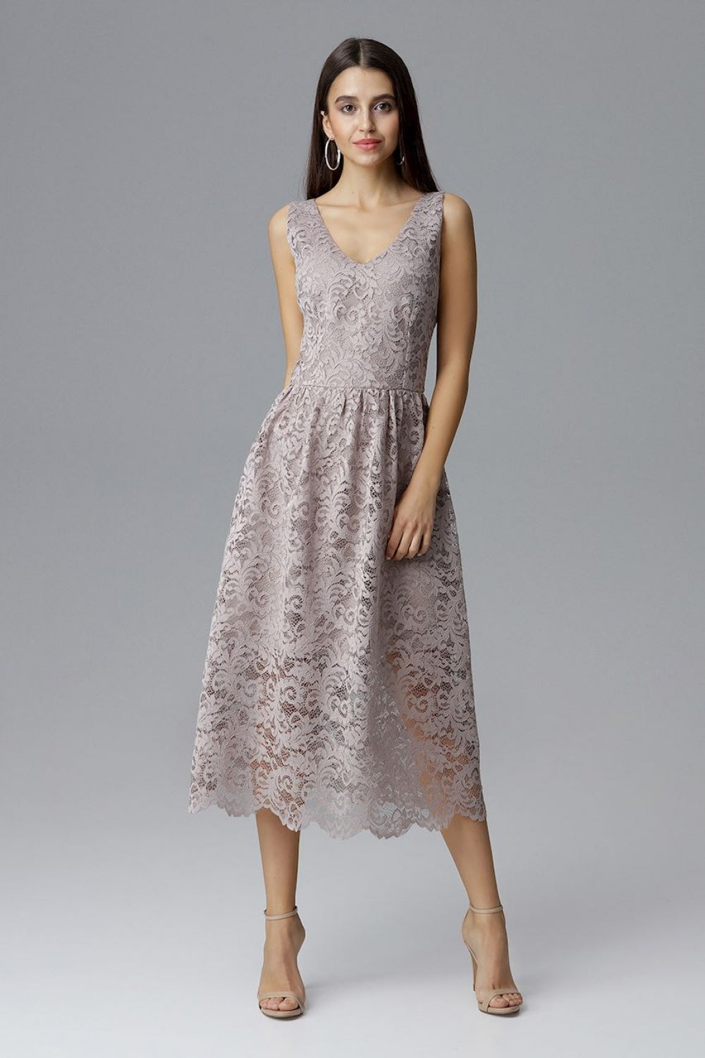 Evening dress M639 – Figl, Beige – Evening Dress – image 2