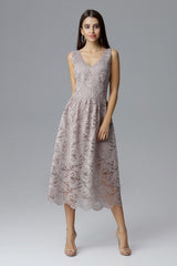 Evening dress M639 – Figl, Beige – Evening Dress – image 2